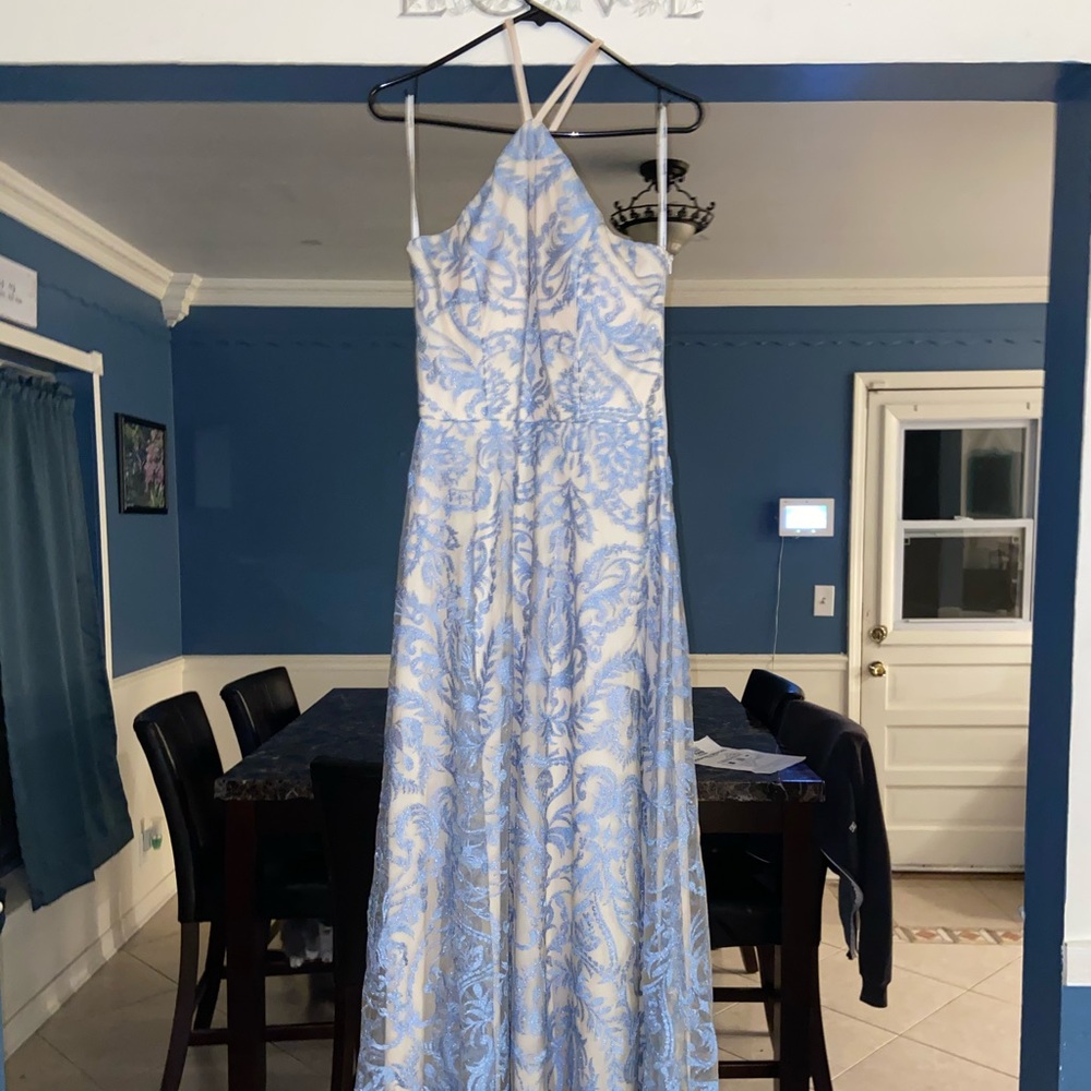 Periwinkle and Nude Formal Dress